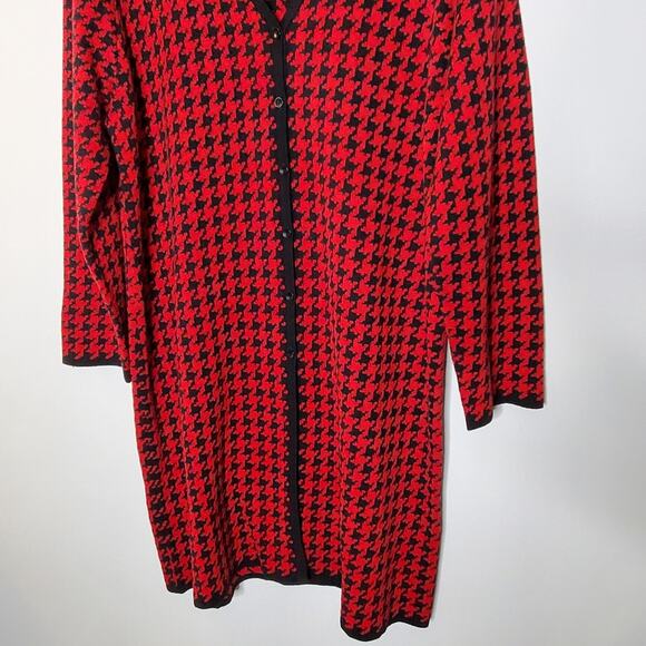 CM Collection Red & Black button up long sleeve houndstooth sweater / Dress  XL - Picture 10 of 10